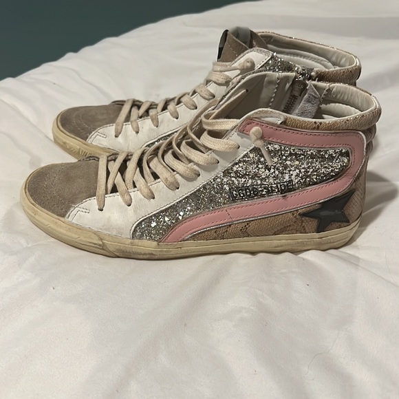 PRELOVED Authentic golden goose slide snake glitter high tops-gently used - Picture 9 of 16